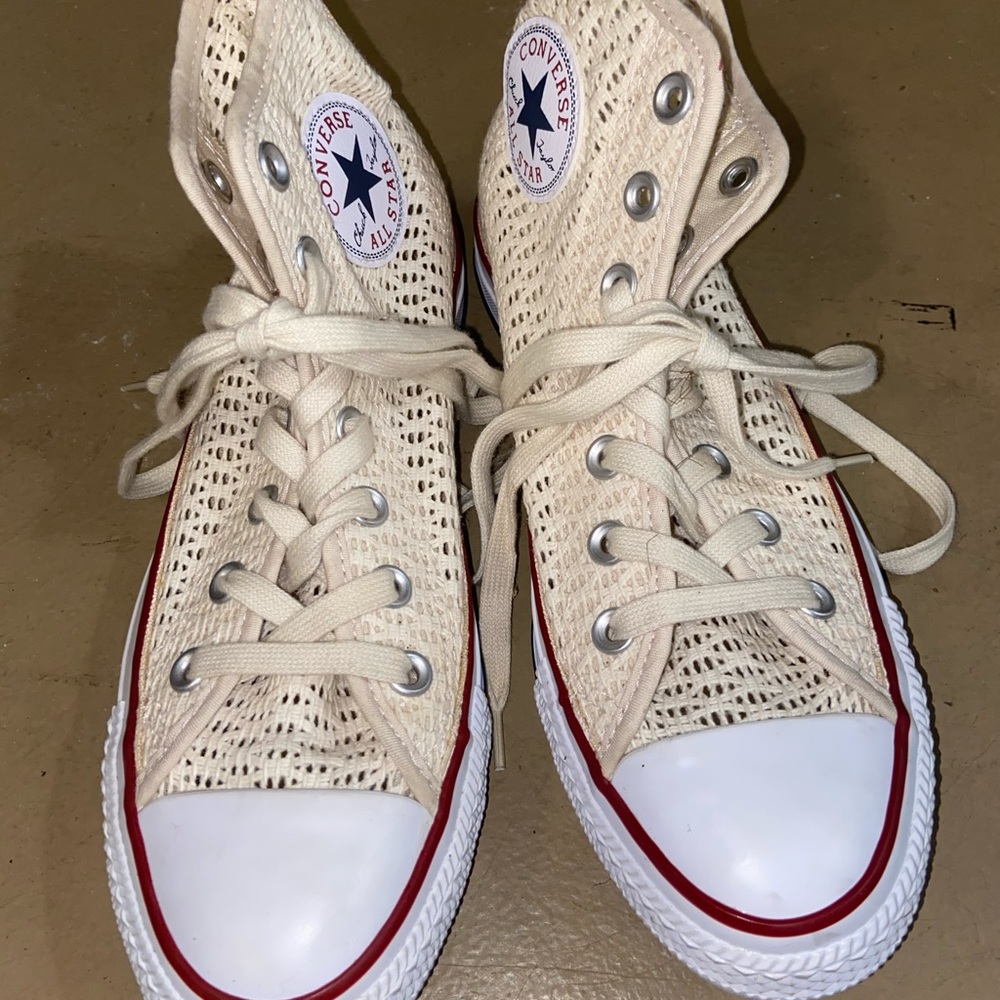 White High Top Converse Holey Design